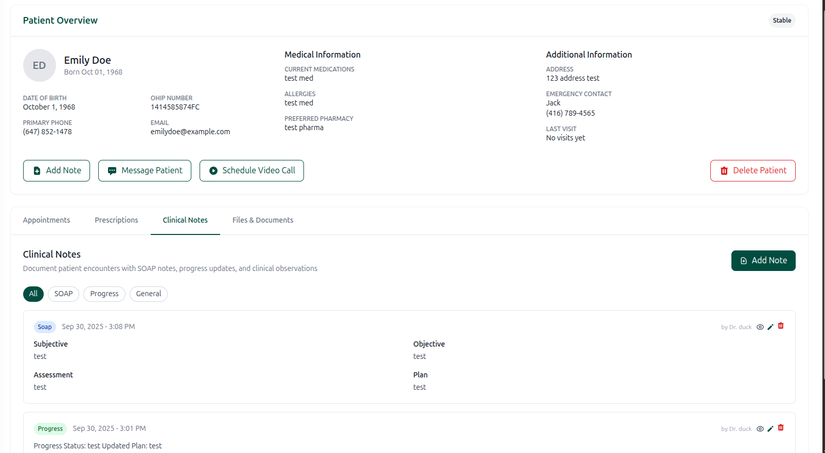 Patient Management Dashboard